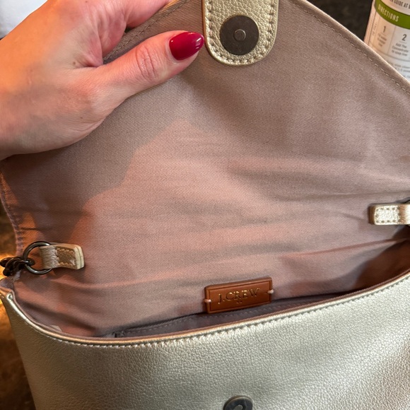 J. CREW Leather Envelope Convertible Clutch Purse with Chain Strap - Picture 5 of 10